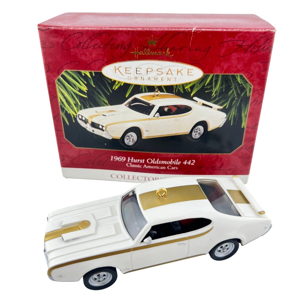 Vtg Oldsmobile Olds 442 Ornament Hallmark Keepsake 1969 Hot Rod Car Christmas